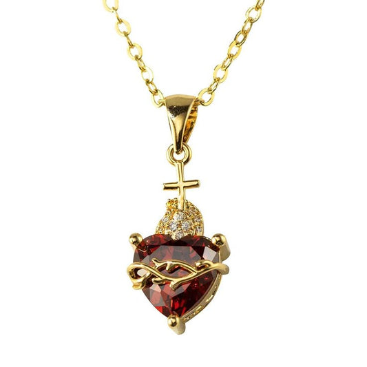 Collar Sagrado Corazón Rojo + Caja de Lujo ❤️✨🎁