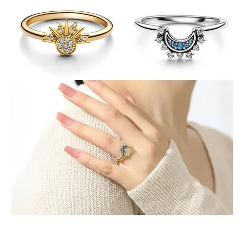 Anillo Dúo Sol y Luna + Caja de Regalo ☀️🌙✨