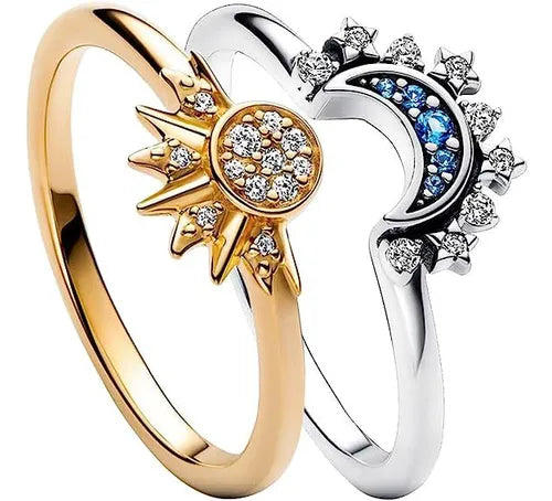Anillo Dúo Sol y Luna + Caja de Regalo ☀️🌙✨