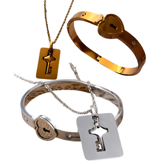 Pulsera + Collar Amor Candado + Caja de Regalo 🔐❤️✨