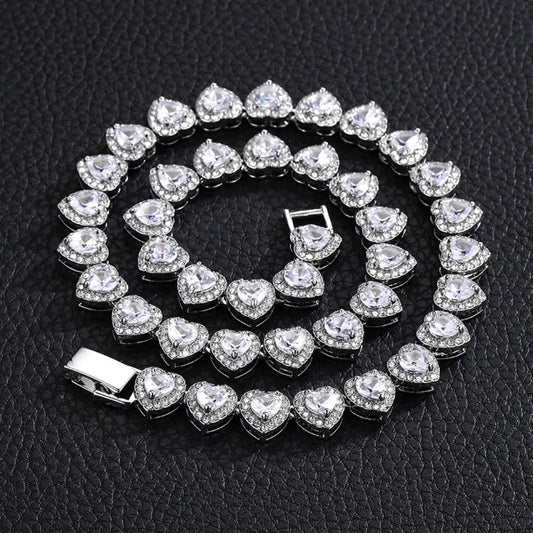 Collar Diamantado Corazones + Caja de Regalo 💎❤️✨🎁