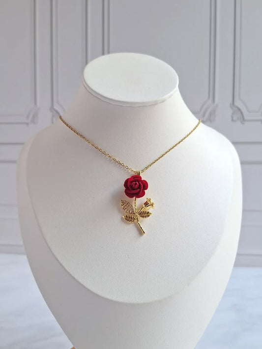 Collar Rosa 3D + Caja de Regalo 🌹✨