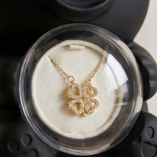 Collar Trébol Corazón + Caja Osito 🍀❤️🧸