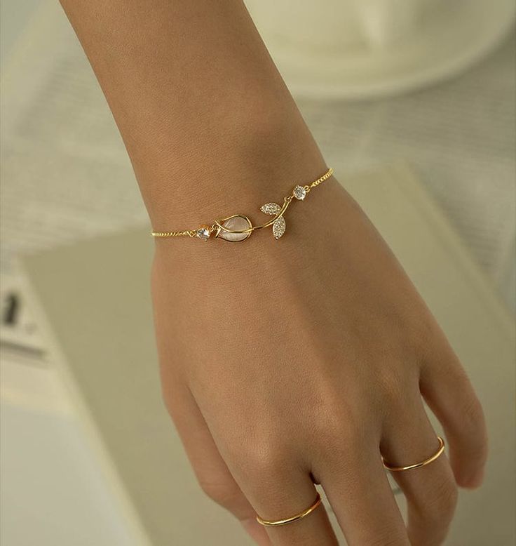 Pulsera Tulipán Flor Blanco + Caja de Regalo 🤍🌷✨