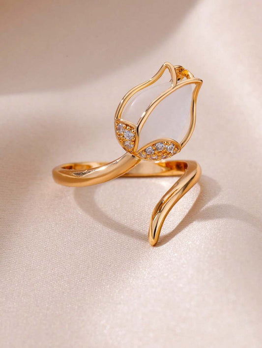 Anillo Flor Tulipán + Caja de Regalo 🌷✨