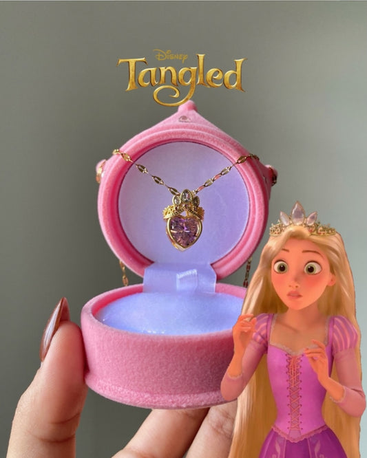 Collar Rapunzel + Caja Corona + Tarjeta 👑💜✨🎁