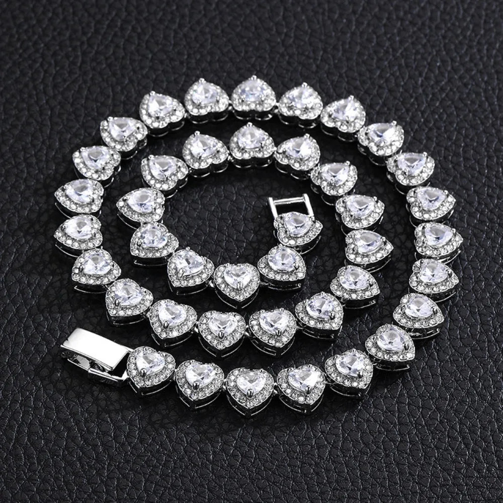 Collar Diamantado Corazones + Caja de Regalo 💎❤️✨🎁