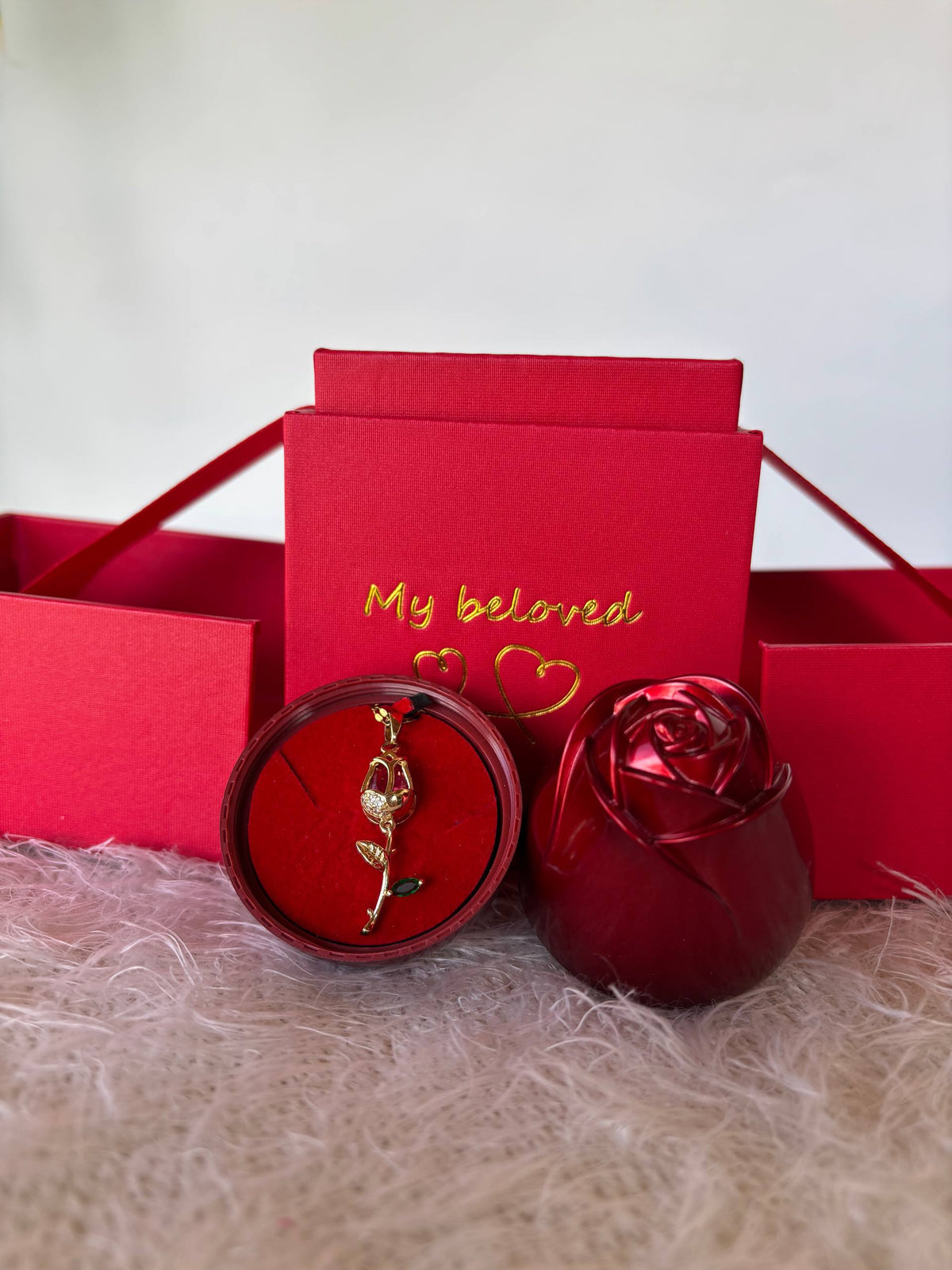 Collar Rosa Roja + Caja de Lujo 1 Rosa 🌹❤️✨