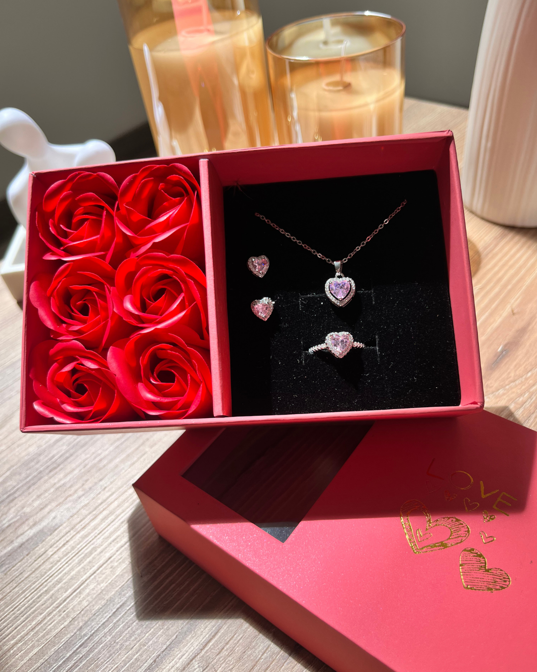 Set Trilogía Corazón de Cristal + Caja de Regalo 💎❤️✨🎁