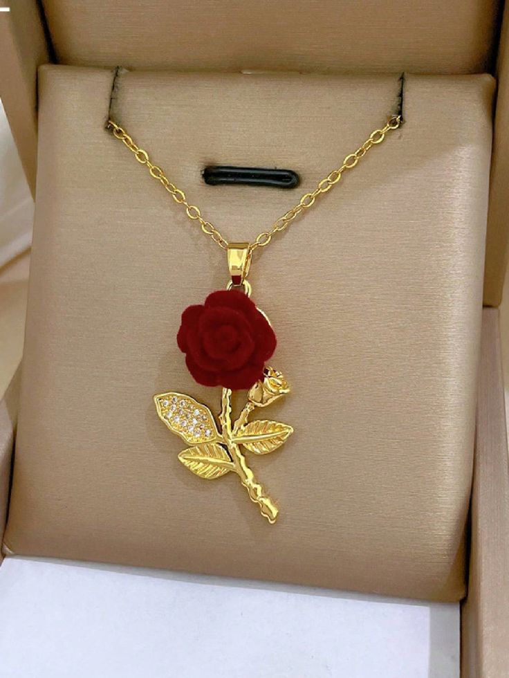 Collar Rosa 3D + Caja de Regalo 🌹✨